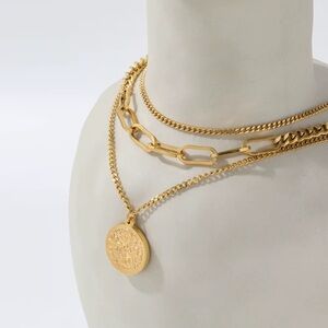 18K Gold Plated Layered Coin Necklace